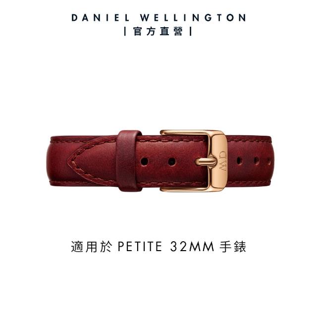 【Daniel Wellington】DW 錶帶 Petite Suffolk 14mm經典紅真皮錶帶-玫瑰金框(DW00200203)