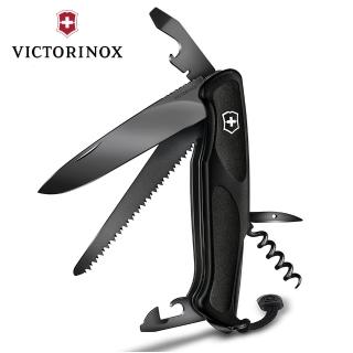 【VICTORINOX 瑞士維氏】10用Ranger Grip 55系列130mm瑞士刀(黑X黑刀刃 09563.C31P)