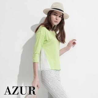 【AZUR】休閒修身拼接雪紡上衣-2色