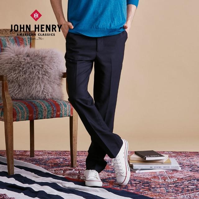 【JOHN HENRY】羊毛修身薄西裝褲-黑