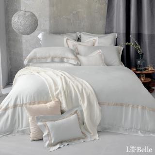 【La Belle】《薩爾瓦-金》加大天絲蕾絲防蹣抗菌吸濕排汗兩用被床包組(綠色)