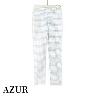 【AZUR】時尚摩登細格紋西裝褲-米白