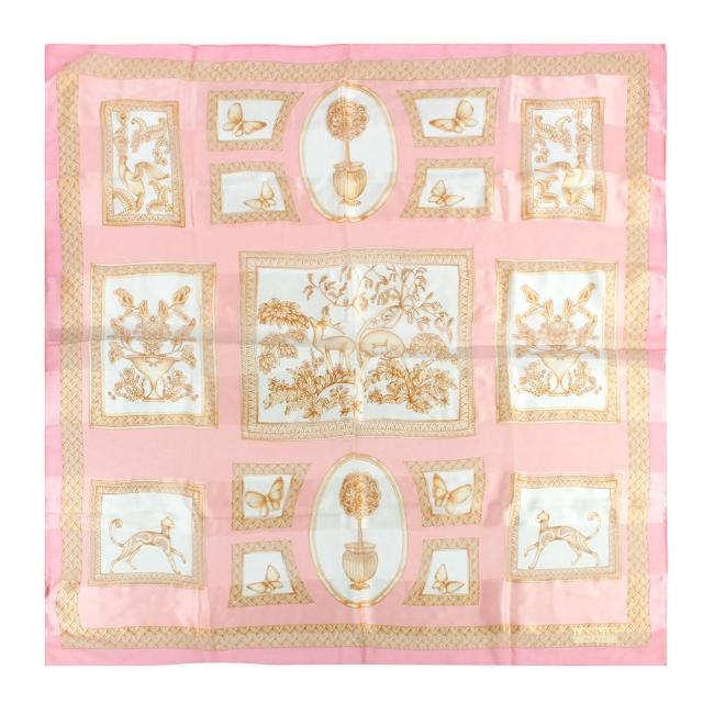 【LANVIN 浪凡】古典歐風宮廷擺飾方型絲巾(粉紅色)