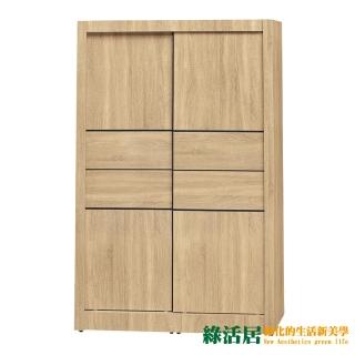 【綠活居】廷布 現代5.1尺木紋推門衣櫃/收納櫃