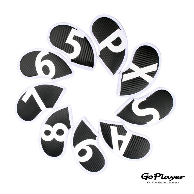 【GoPlayer】大號碼PU鐵桿套組-黑(高爾夫數字鐵桿套球桿保護套)