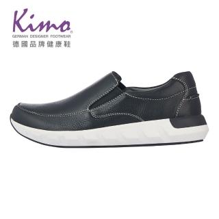 【Kimo】摔花皮直套式休閒皮鞋 男鞋(黑 KBJWM025083)