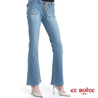 【任選2件990元-BLUE WAY】女款 低腰 皮繩刷色 靴型褲 牛仔褲- ET BOiTE 箱子