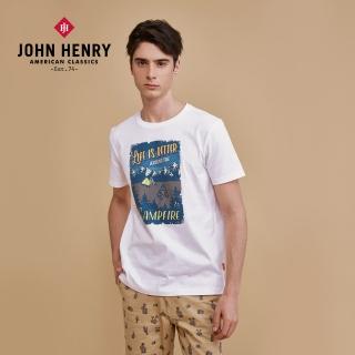 【JOHN HENRY】CAMPFIRE露營短袖T恤-白