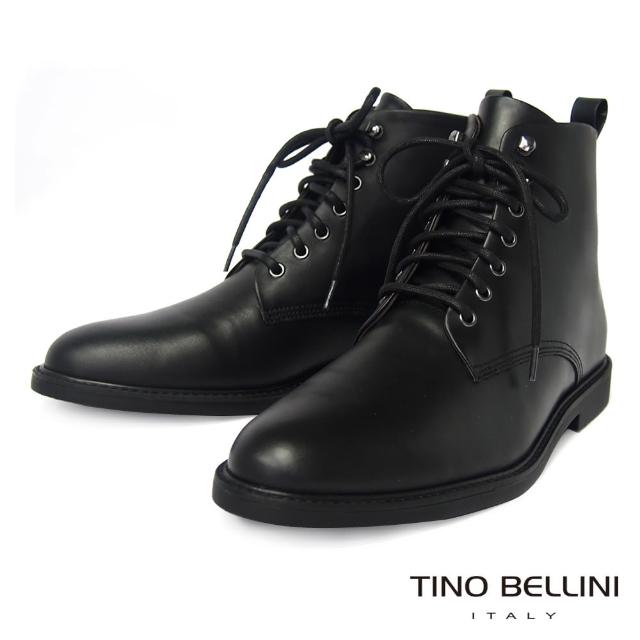 【TINO BELLINI 貝里尼】牛皮極簡個性綁帶中筒靴-男 HM6T0005-1