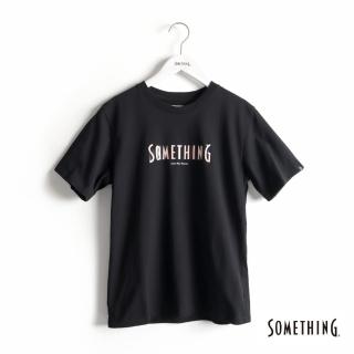 【SOMETHING】女裝 LOGO倒影短袖T恤(黑色)