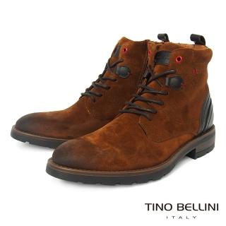 【TINO BELLINI 貝里尼】葡萄牙進口牛麂皮陽剛帥氣側拉鍊工裝靴-男 HM6T0001-6