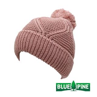 【青松戶外】菱格毛球毛帽-粉紅 B61907-81(毛線帽/編織帽/保暖帽)