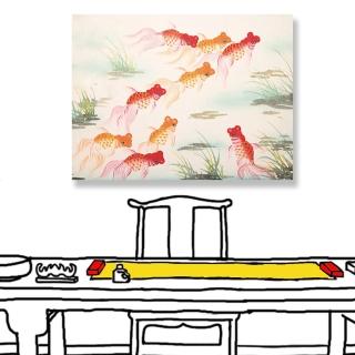 【24mama 掛畫】單聯式 油畫布 金魚 水墨 無框畫-40x30cm(金魚畫)