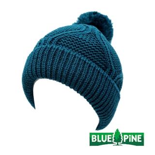 【青松戶外】菱格毛球毛帽-藍綠 B61907-54(毛線帽/編織帽/保暖帽)