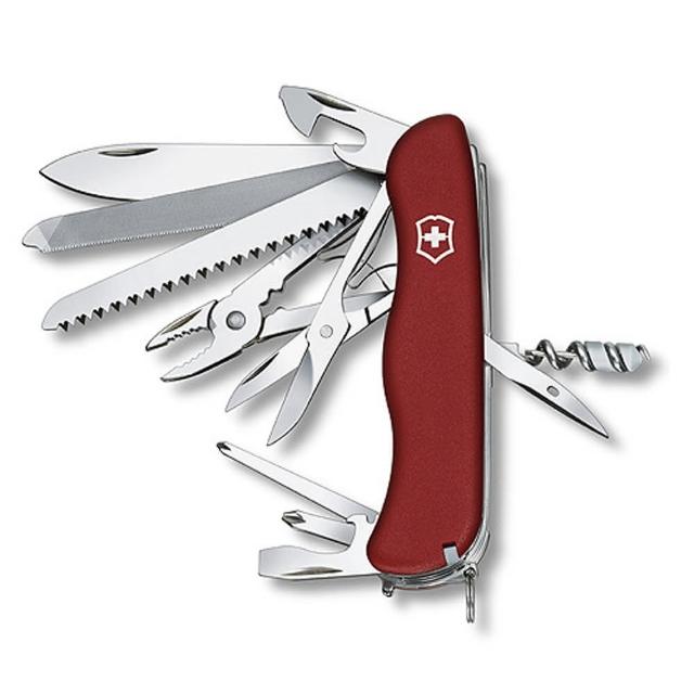 【VICTORINOX 瑞士維氏】21用工作冠軍安全鎖防滑 瑞士刀(紅 0.8564)