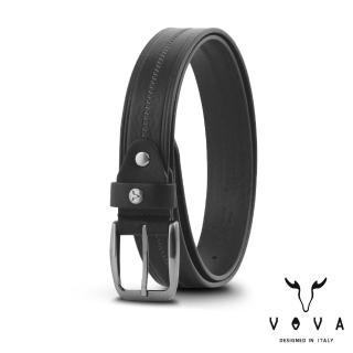 【VOVA】台灣總代理 品味紳士V型單車線復古休閒皮帶-黑色(VA007-007)