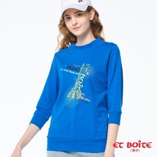【任選2件990元-BLUE WAY】女款 巴黎鐵塔LOGO 七分袖 上衣- ET BOiTE 箱子