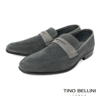 【TINO BELLINI 貝里尼】男款 牛麂皮簡約質感橫飾樂福鞋HM3T0006-E(灰)