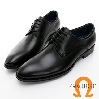 【GEORGE 喬治皮鞋】經典系列 素面漸層刷色綁帶紳士鞋 -黑 115008CZ