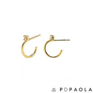 【PDPAOLA】西班牙精品 Kita 迷你C字鍍18K金鋯石耳環