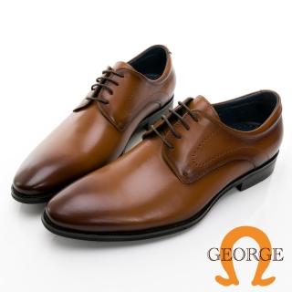 【GEORGE 喬治皮鞋】經典系列 素面漸層刷色綁帶紳士鞋 -棕 115008CZ