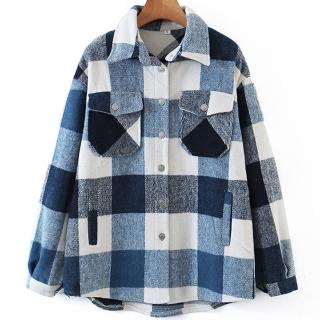 【Aichi 艾齊意】寬鬆前短後長格紋襯衫外套(六色/XS-L)