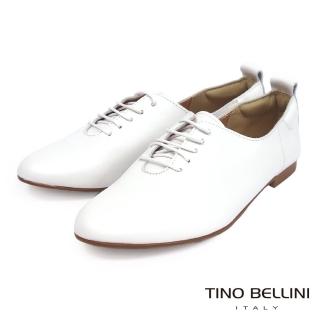 【TINO BELLINI 貝里尼】義大利進口自在牛皮綁帶平底鞋FBV0011(白)