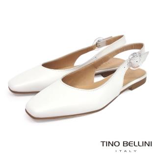 【TINO BELLINI 貝里尼】義大利進口簡潔高雅後釦帶平底鞋F0V0001(白)