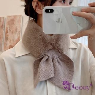 【Decoy】兔毛蝴蝶＊保暖交叉針織脖圍圍巾(2色可選)