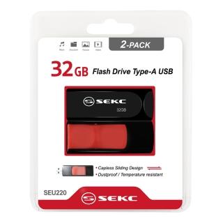 【SEKC】SEU220 32GB USB2.0 伸縮式隨身碟(2入組)