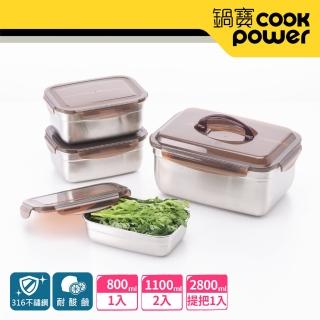 【CookPower 鍋寶】316不鏽鋼保鮮盒聚福4入組(EO-BVS3511Z2081)
