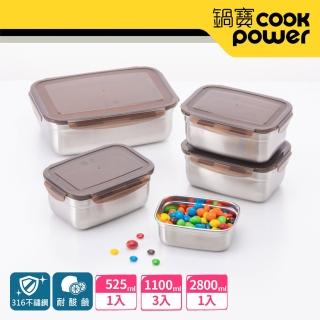 【CookPower 鍋寶】316不鏽鋼保鮮盒饗宴5入組(EO-BVS28111Z3531)