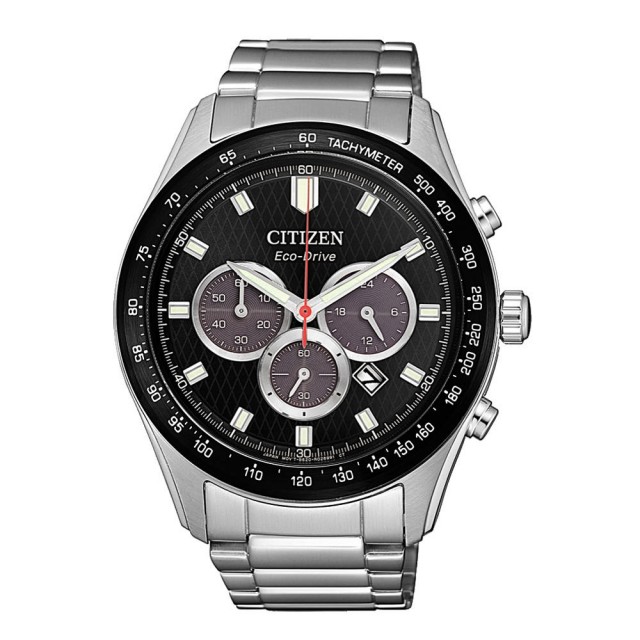 【CITIZEN 星辰】光動能撼動世界計時三眼腕錶-銀X黑(CA4454-89E)