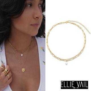 【ELLIE VAIL】邁阿密防水珠寶 金色雙層淡水珍珠頸鍊 Renee Double Chain Pearl(防水珠寶)