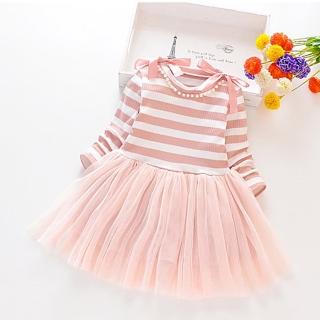 【Baby 童衣】女童洋裝 條紋珍珠紗裙連身裙 88620(共１色)