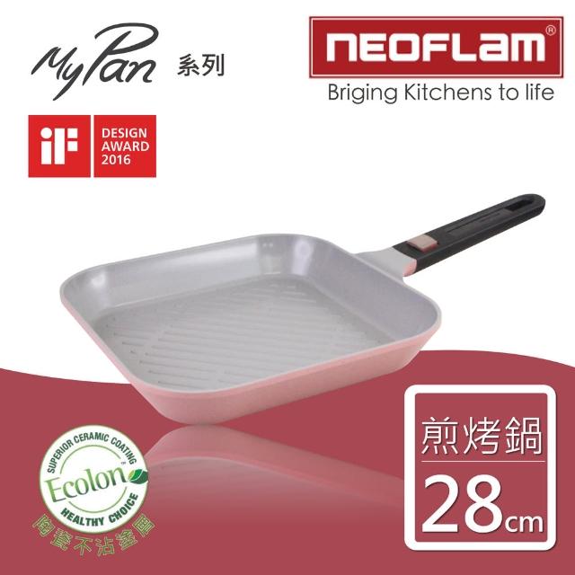 【NEOFLAM】NEOFLAM韓國 28cm陶瓷不沾方型烤盤 MyPan系列-粉色