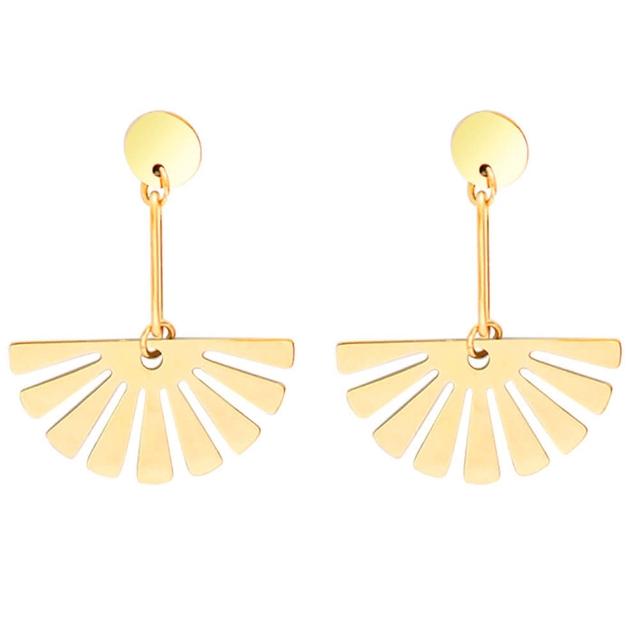 【RJNewYork】太陽扇形歐美風時尚鋼耳環(金色)