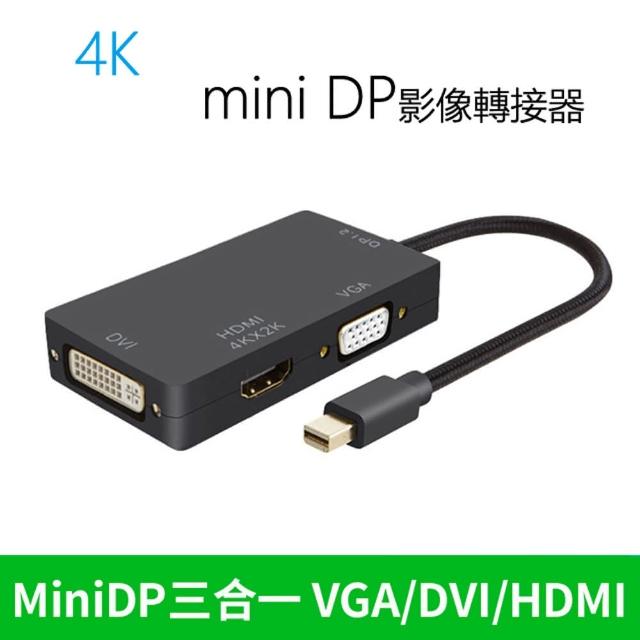 【LineQ】Mini display轉HDMI 4K/ DVI/VGA 3合1多功能轉換器轉接線