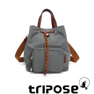 【tripose】漫遊系列岩紋手提斜背水桶包(優雅灰)