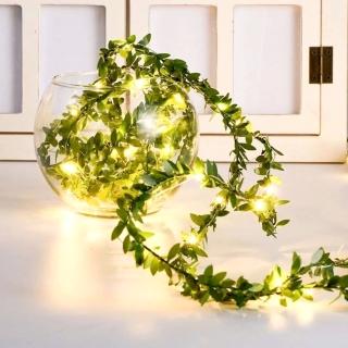 森系文青LED銅線燈樹葉1000cm藤蔓串1組(聖誕節佈置 聖誕佈置 生日 派對 裝飾)