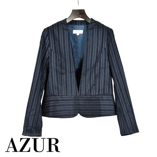 【AZUR】都會風格短版直條紋外套