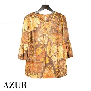 【AZUR】圖騰印花七分袖圓領上衣-2色