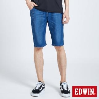【EDWIN】男裝 JERSEYS EJ2中腰合身短褲(拔洗藍)