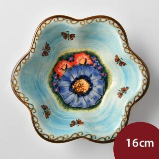 【波蘭陶】Cerraf 花型深盤 造型盤 陶瓷盤 菜盤 水果盤 沙拉盤 16cm 波蘭手工製(水澤花坊系列)