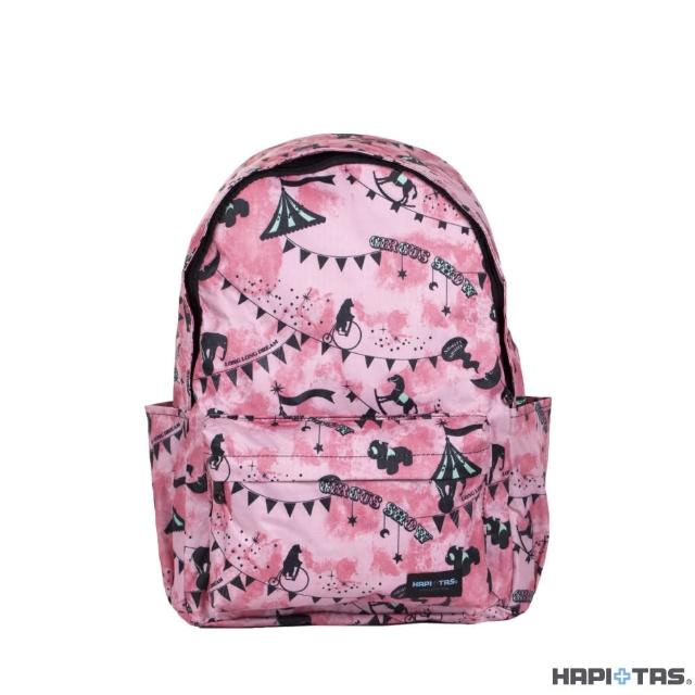 【HAPI+TAS】新 日本原廠授權 新型摺疊後背包 粉紅馬戲團(HAP0092/旅行袋/ 摺疊收納袋/購物袋)