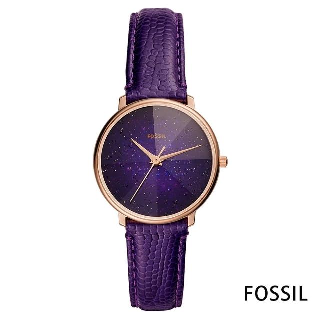 【FOSSIL】星彩稜鏡光壓紋皮革石英腕錶(ES4727)
