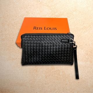【REIS LOUIS 李斯路易斯】側扣環附帶編織手拿包(側扣環 編織)