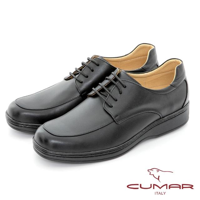 【CUMAR】商務菁英 真皮綁帶氣墊鞋(黑色)