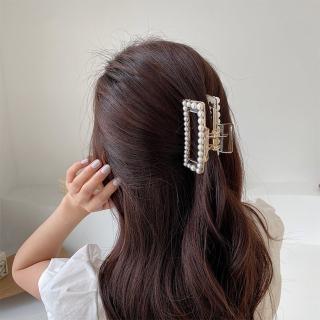 【HaNA 梨花】韓國南大門設計感珍珠方框．半透明大抓夾