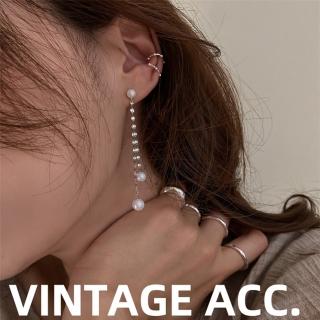 【HaNA 梨花】韓國修飾感長珍珠．歐美細鎖片耳環
